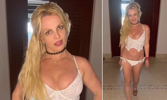 Britney Spears models skimpy white lingerie in sexy clip during Turks and Caicos getaway